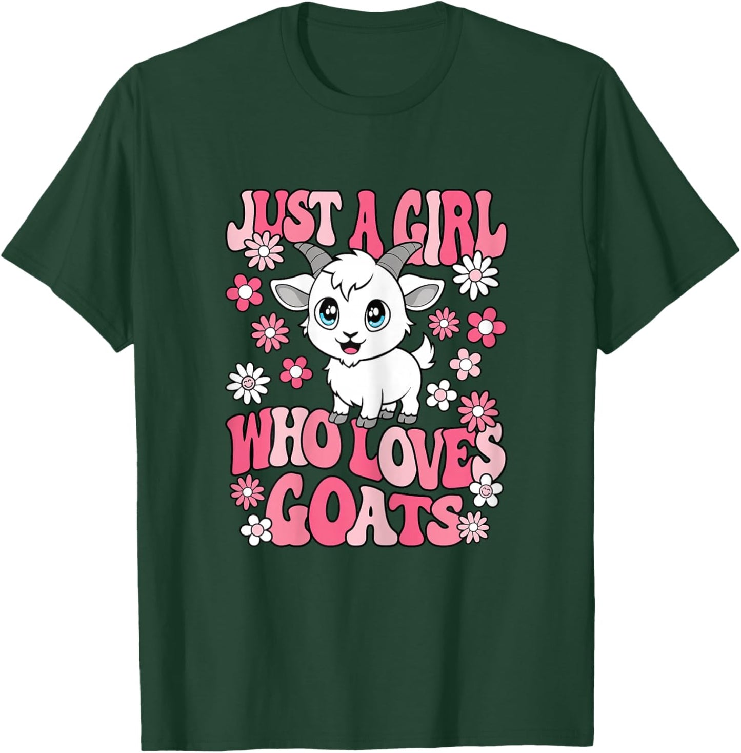 Just A Girl Who Loves Goats Cute Goat Lover Girls Kids T-Shirt - T-Shirt | Forest