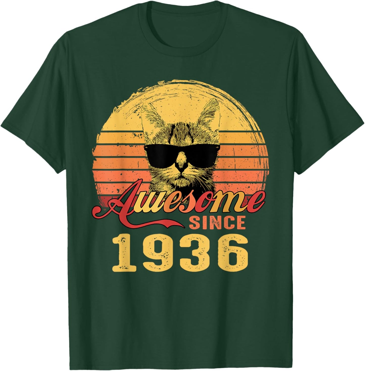 90th Birthday Gift Awesome Since 1936 90 Years Old T-Shirt - T-Shirt | Forest