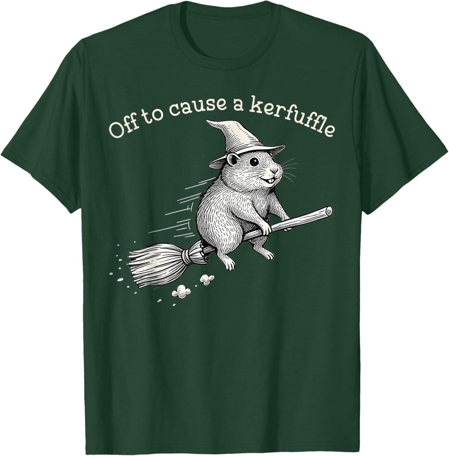 Off to Cause a Kerfuffle Whimsical Capy Wizard Meme Capybara T-Shirt - T-Shirt | Forest