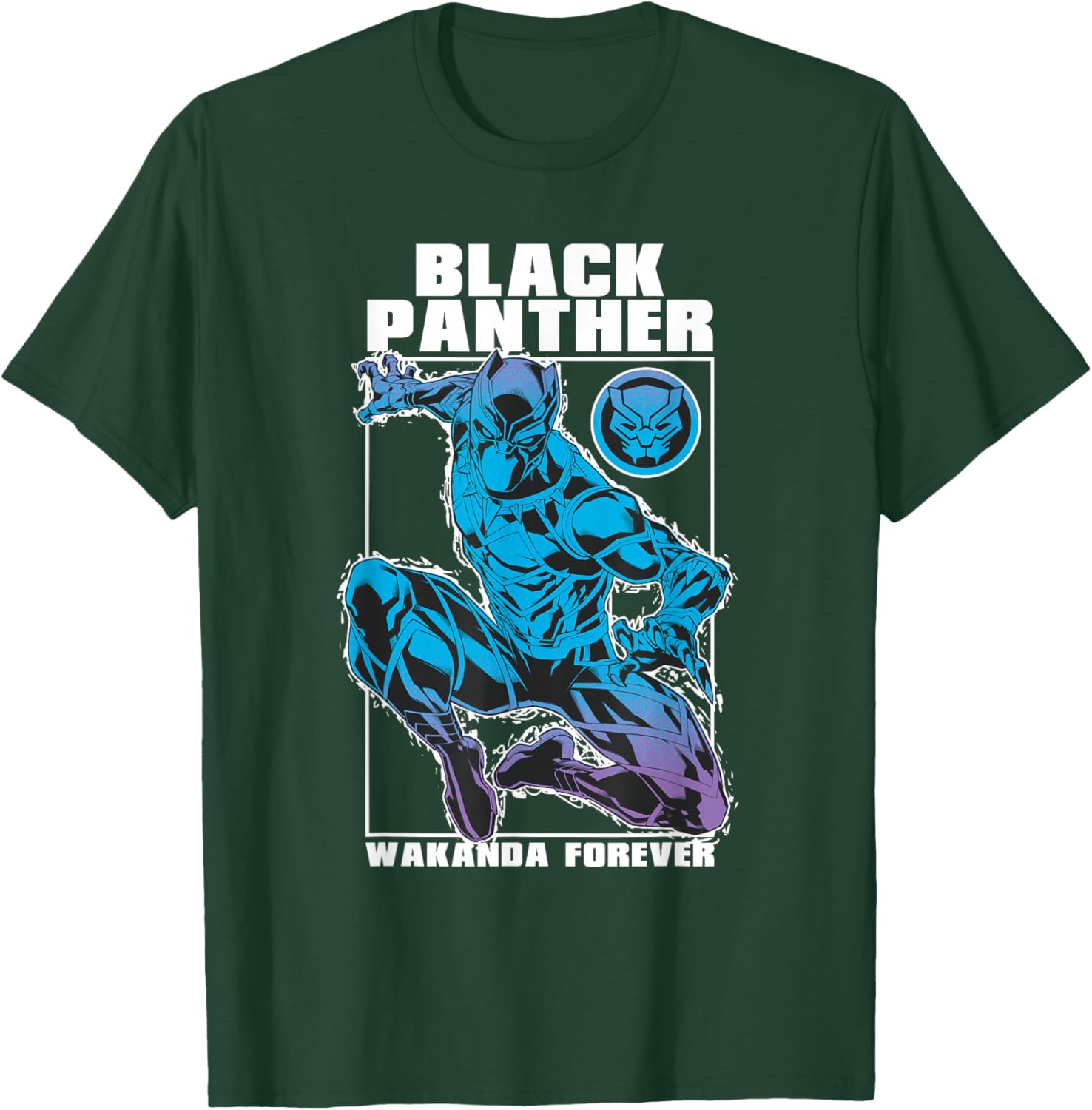 Marvel Comics Black Panther Wakanda Forever Neon T-Shirt - T-Shirt | Forest