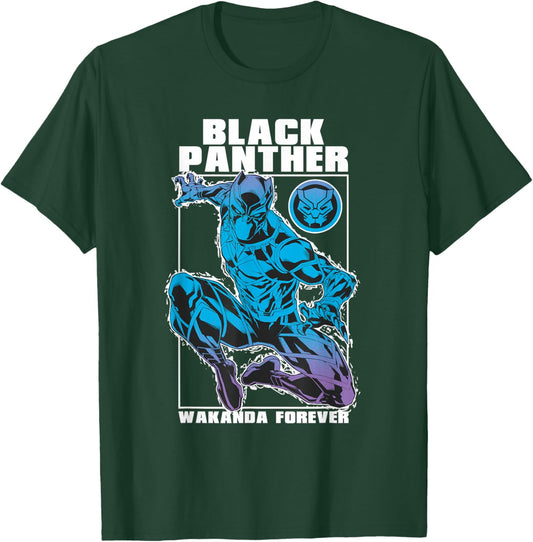 Marvel Comics Black Panther Wakanda Forever Neon T-Shirt - T-Shirt | Forest