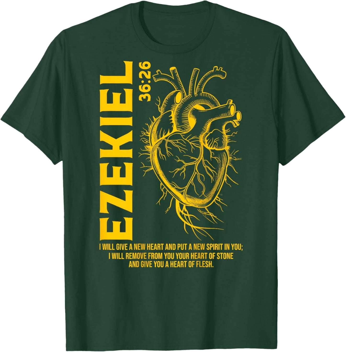 Vintage Ezekiel 36-26 Heart of Flesh Bible Verse Christian T-Shirt - T-Shirt | Forest