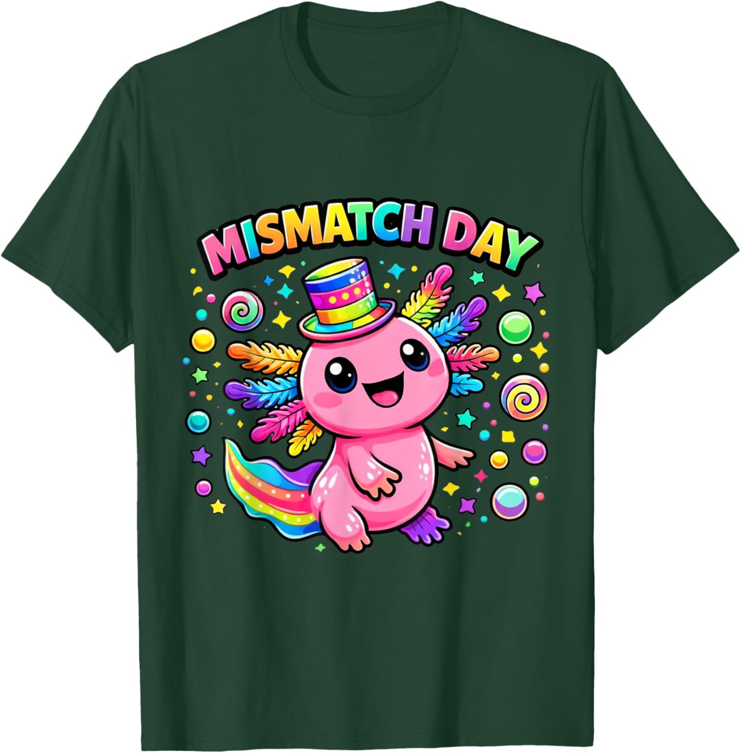 Mismatch Day Spirit Week Cute Axolotl Quirky Colorful Kids T-Shirt - T-Shirt | Forest