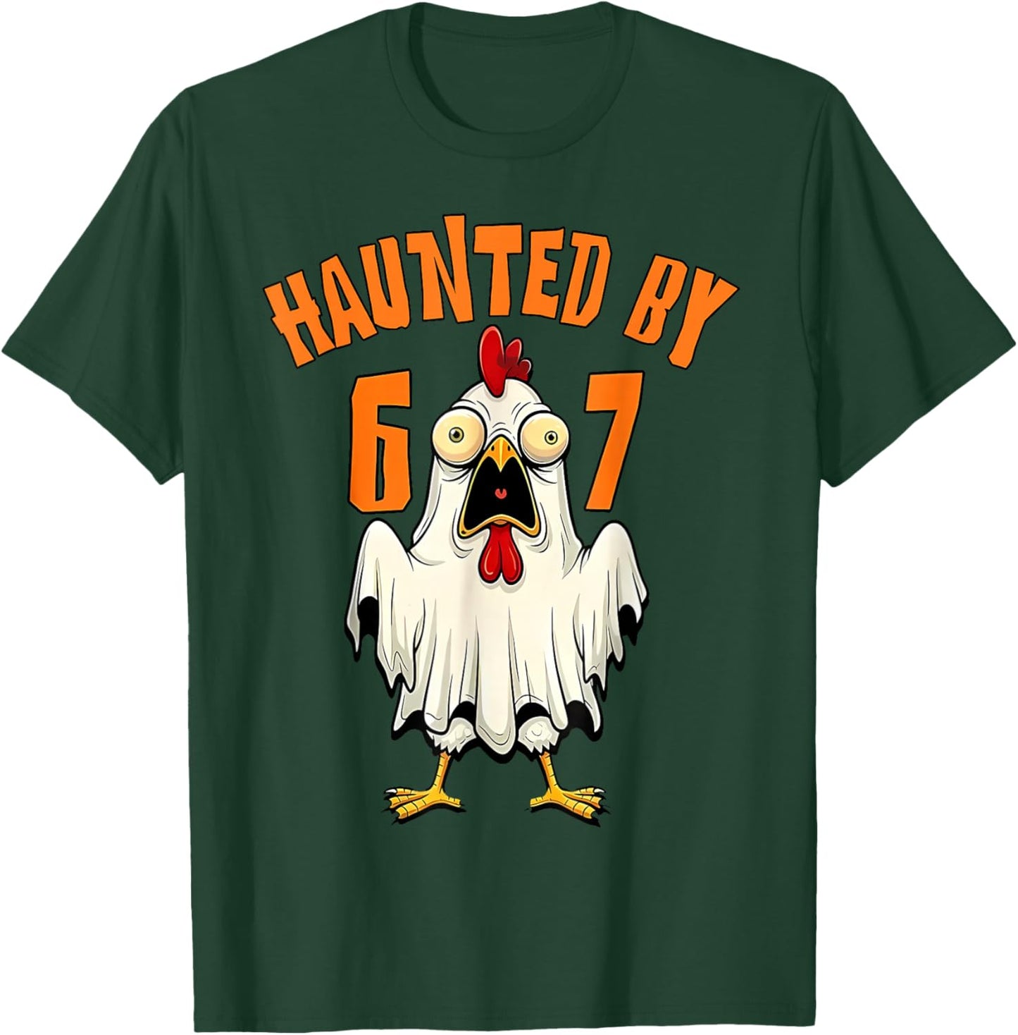 Funny Six Seven Chicken Ghost Z Halloween 67 Haunted T-Shirt - T-Shirt | Forest