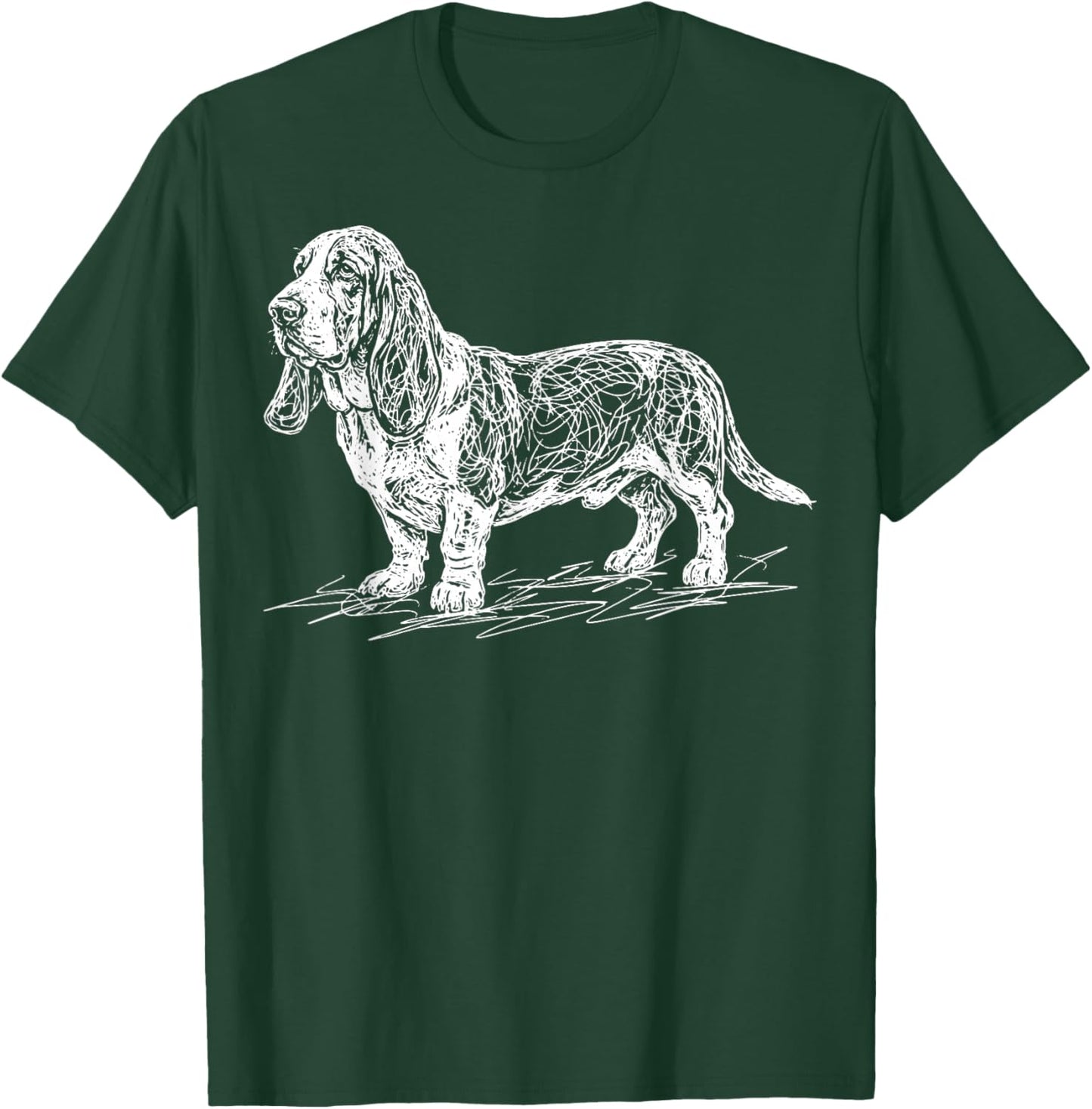 Basset Hound Line Art T-Shirt - T-Shirt | Forest