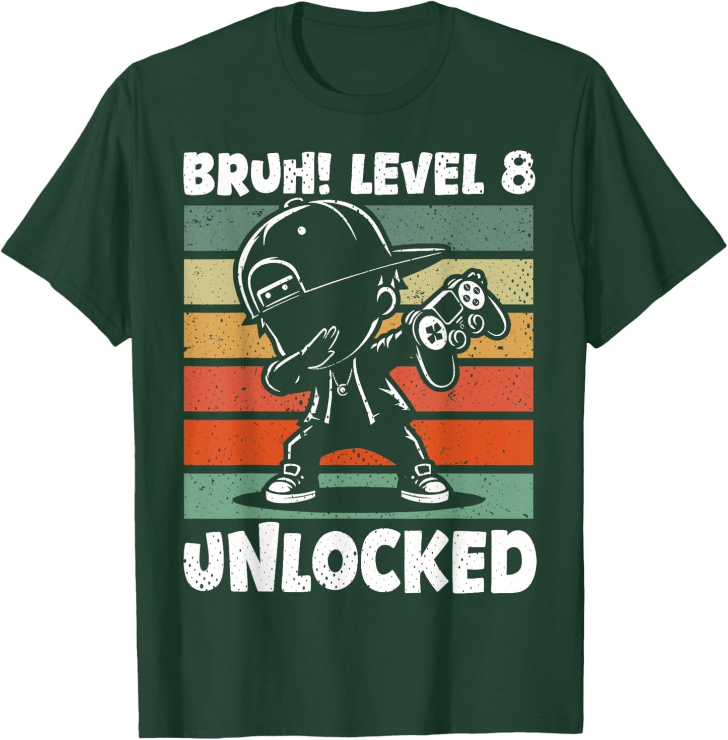 Bruh Level 8 Unlocked 8 Year Old 8th Birthday Dabbing Boy T-Shirt - T-Shirt | Forest