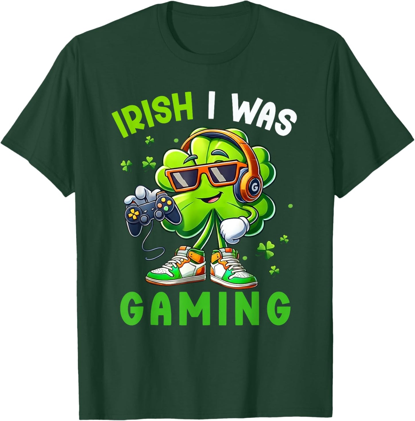 Irish I was Gaming Funny St Patricks Day Gamer Boys Men Kids T-Shirt - T-Shirt | Forest