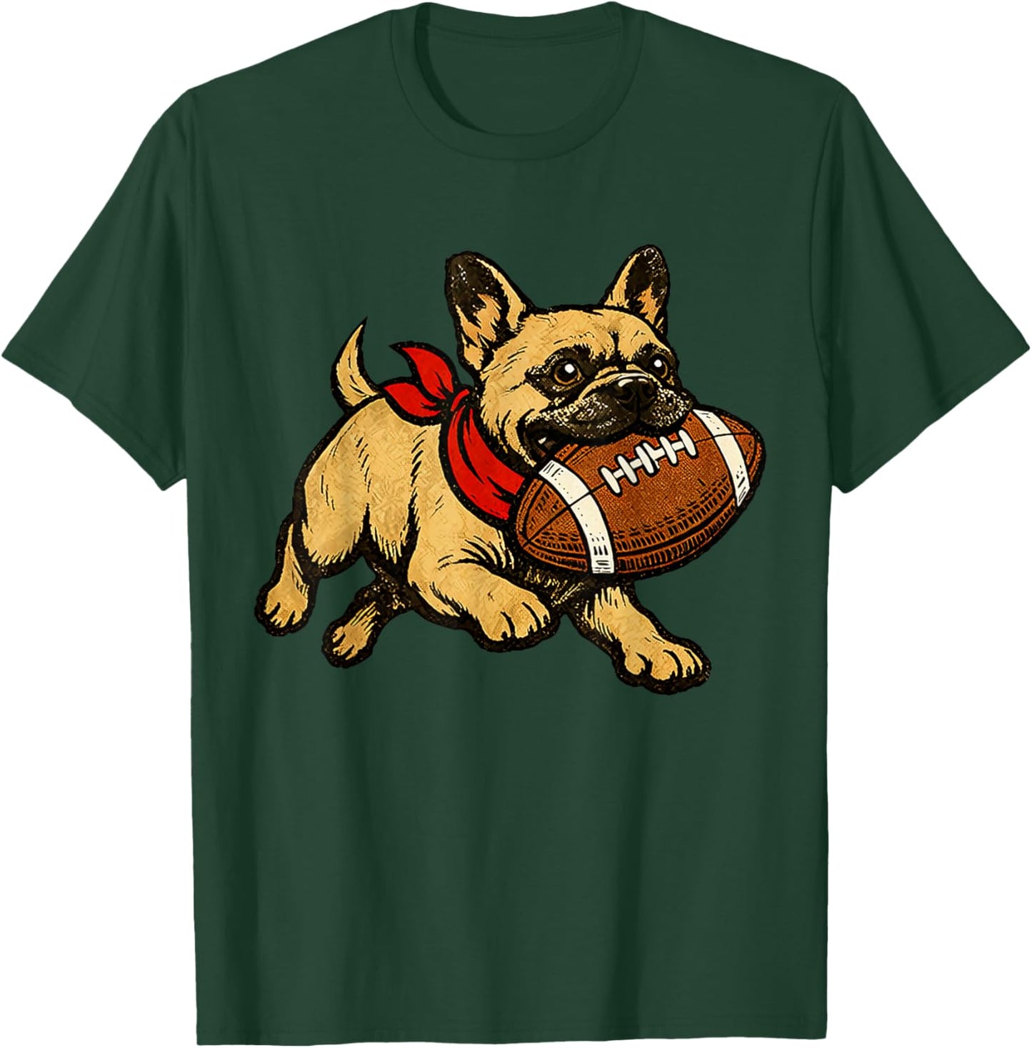 French Bulldog Dog Sports Football Game Day Touchdown T-Shirt - T-Shirt | Forest