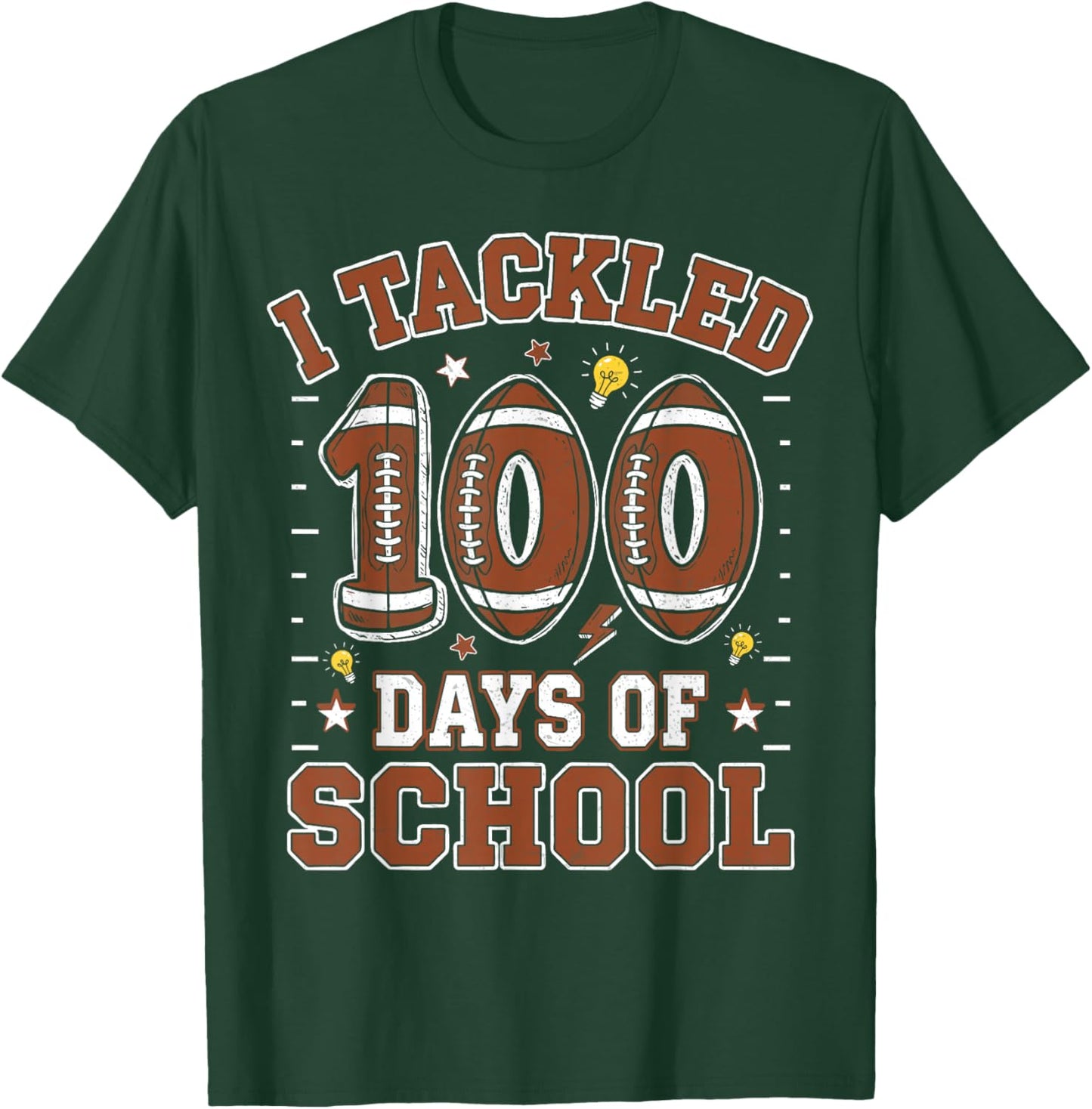 I Tackled 100 Days of School Football 100th Day Kids Boys T-Shirt - T-Shirt | Forest