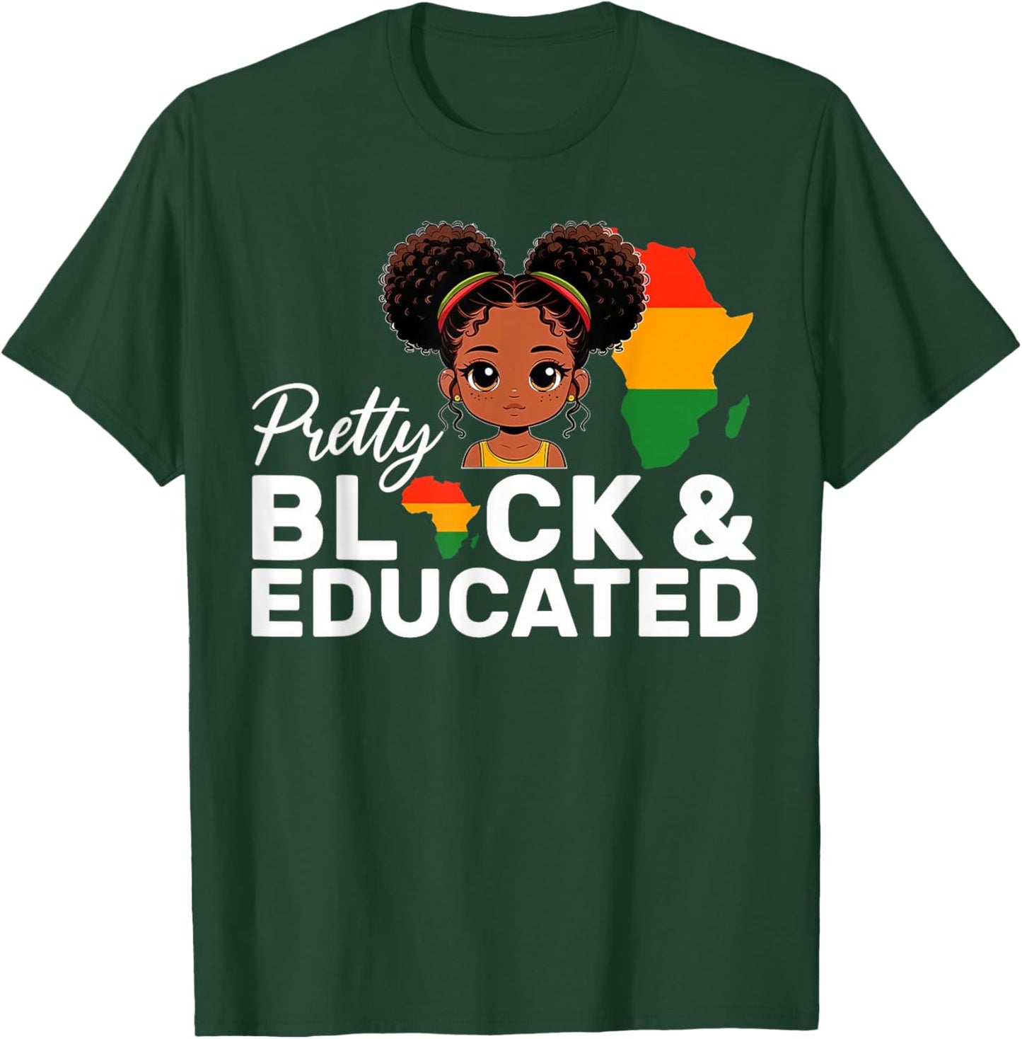 Pretty Black and Educated Girl Kids Black History Month T-Shirt - T-Shirt | Forest