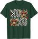 Retro Checkered Coquette Highland Cow XOXO Western Valentine T-Shirt - T-Shirt | Forest