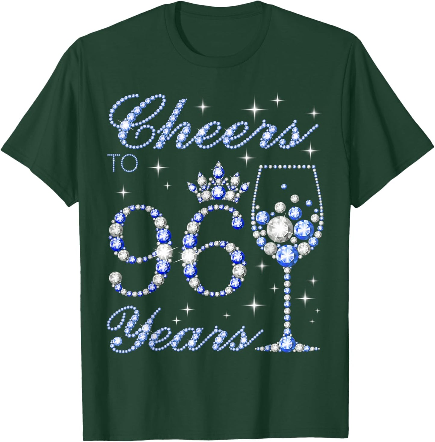 Cheers to 96 Years Old 96th Birthday Blue Style Women T-Shirt - T-Shirt | Forest