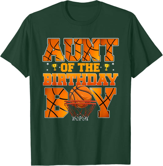 Basketball Aunt of The Birthday Boy Family Matching T-Shirt - T-Shirt | Forest