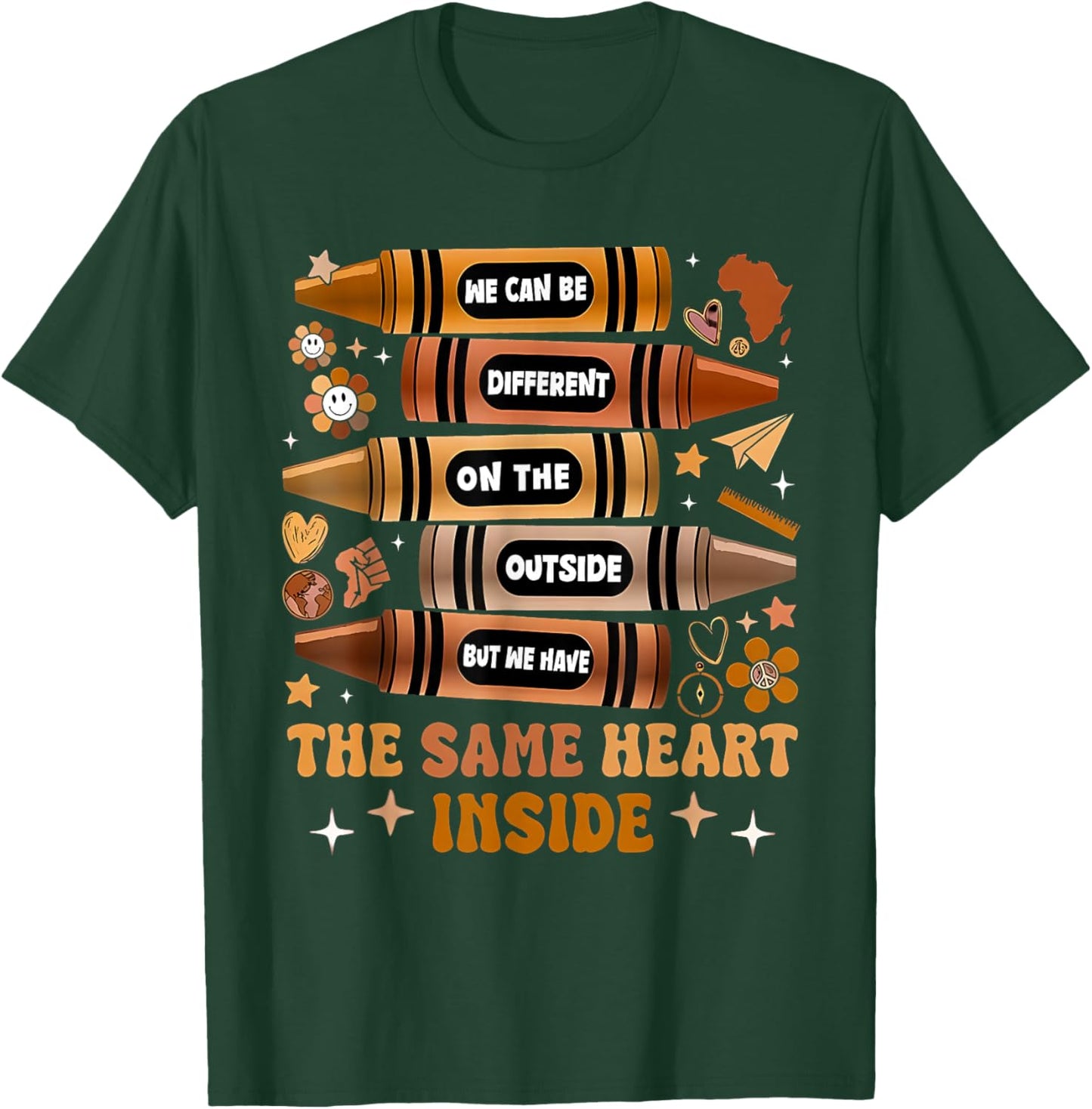 Black History Month We Have Same Heart Inside Teacher Kids T-Shirt - T-Shirt | Forest