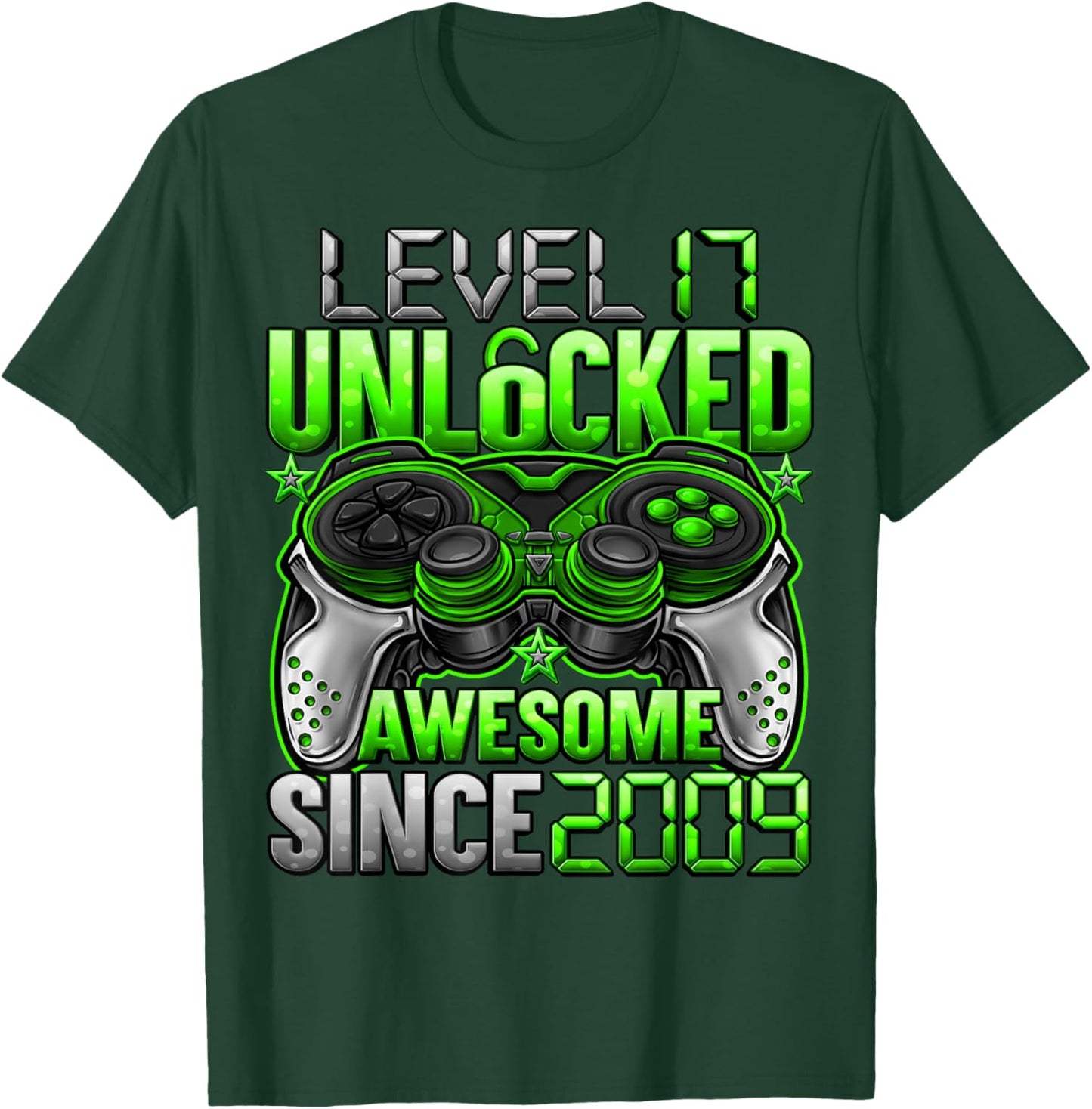 Level 17 Unlocked 17 Year Old Gifts Boys 17th Birthday Boy T-Shirt - T-Shirt | Forest