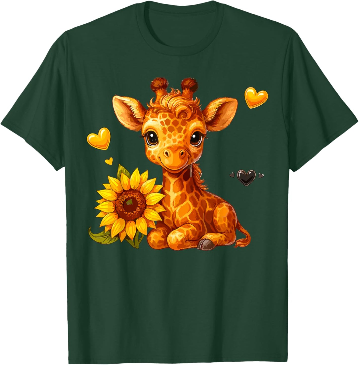 Cute Giraffe with Sunflower T-Shirt - T-Shirt | Forest