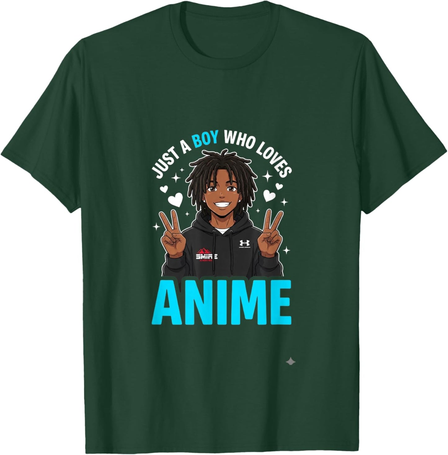 Just A Boy Who Loves Anime Merch African American Afro T-Shirt - T-Shirt | Forest