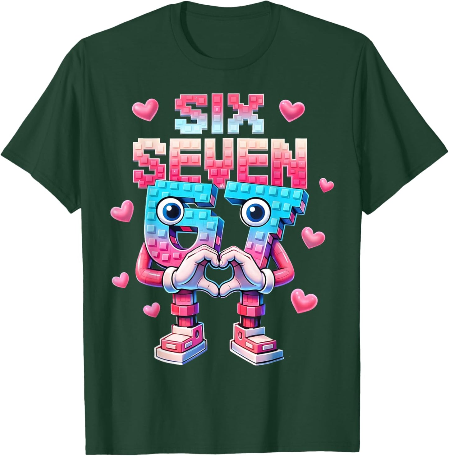 Six Seven 67 Brainrot Valentine Heart Gifts for Girl Boy Kid T-Shirt - T-Shirt | Forest