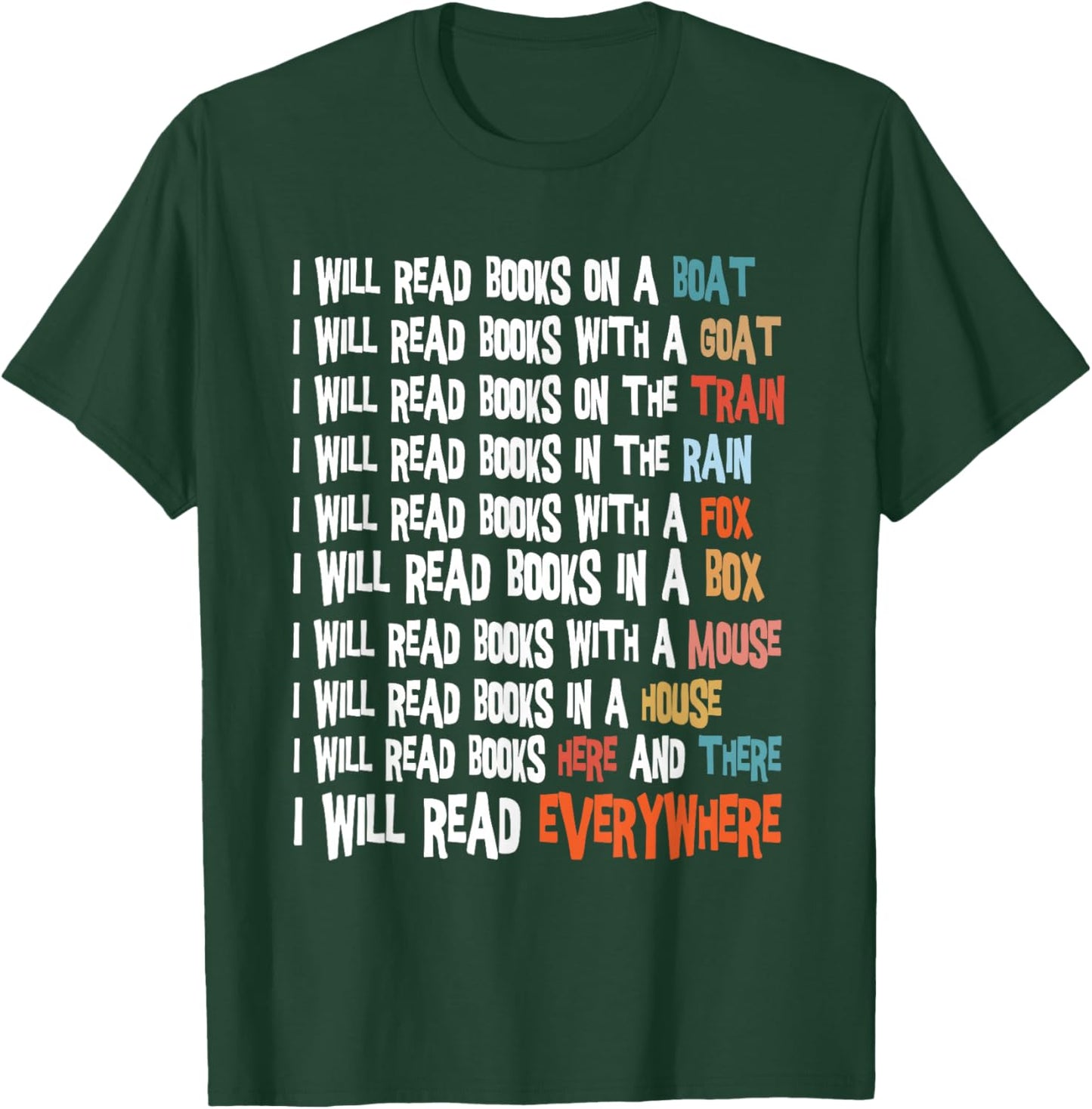 I Will Read Books On A Boat & Everywhere Reading Book Kids T-Shirt - T-Shirt | Forest