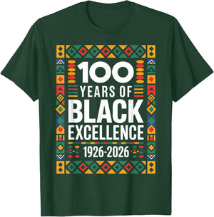 100 Years of Black Excellence Heritage Design T-Shirt - T-Shirt | Forest