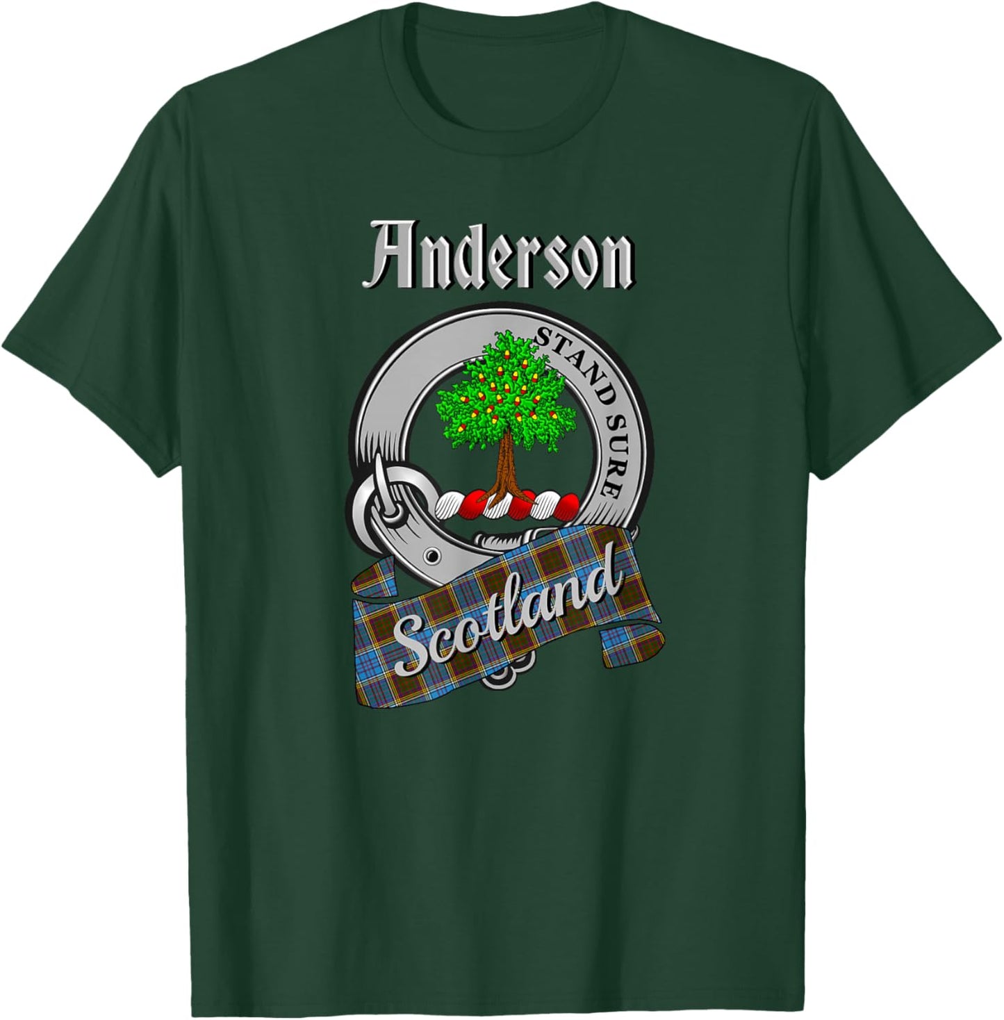 Anderson Scottish Clan Badge & Tartan T-Shirt - T-Shirt | Forest