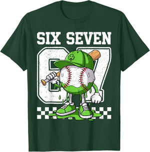 Boys St Patricks Day 67 Six Seven Baseball Ice Cream Drip T-Shirt - T-Shirt | Forest