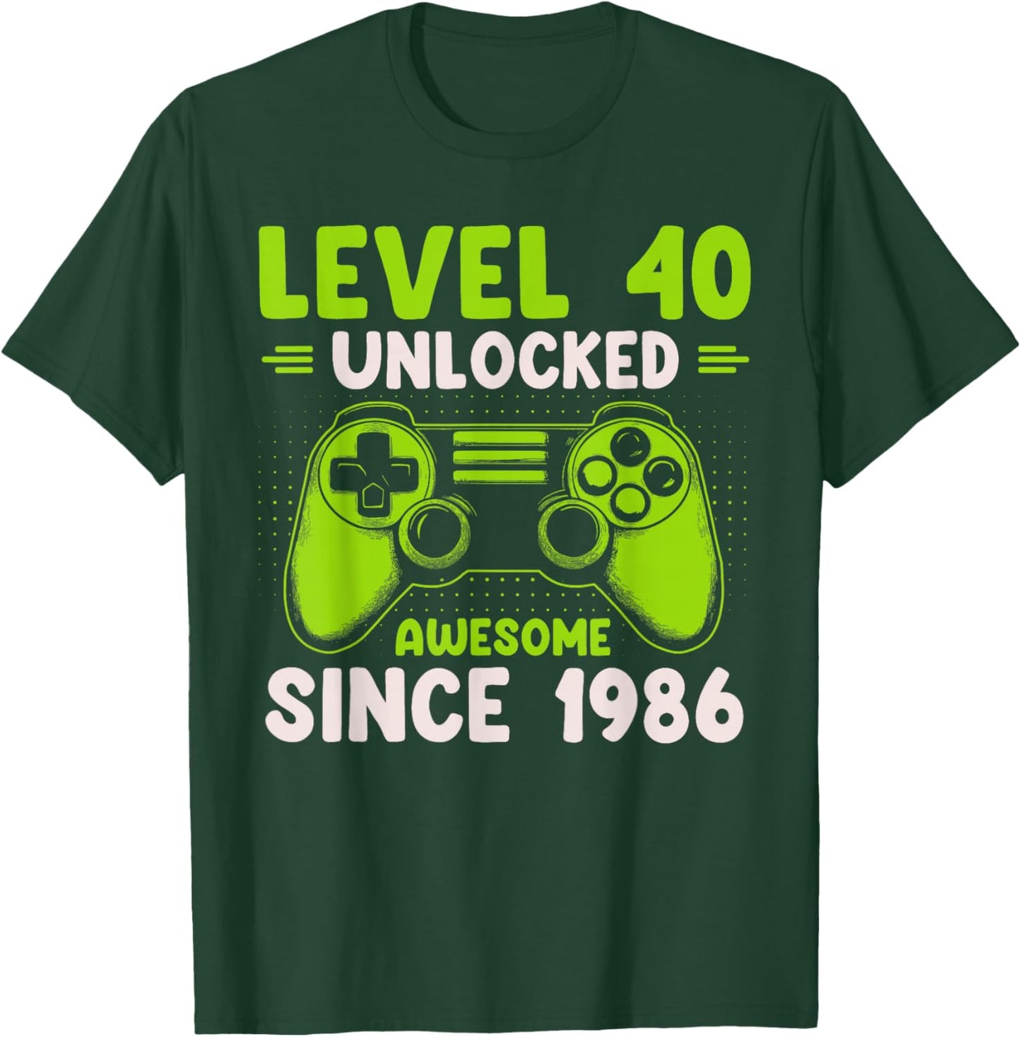 Level 40 Unlocked Awesome Since 1986 40th Birthday Gaming T-Shirt - T-Shirt | Forest