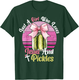 Just A Girl Who Loves Jesus and Pickles. Funny Christian T-Shirt - T-Shirt | Forest