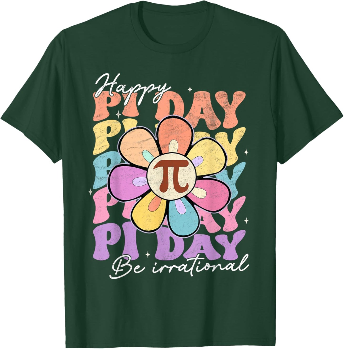 Groovy Happy Pi Day Shirts Math Teacher Kids Daisy Flower T-Shirt - T-Shirt | Forest