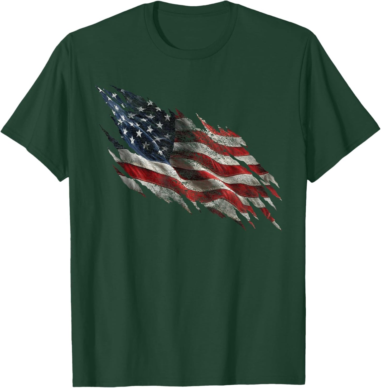 Distressed Tattered American Flag T-Shirt - T-Shirt | Forest