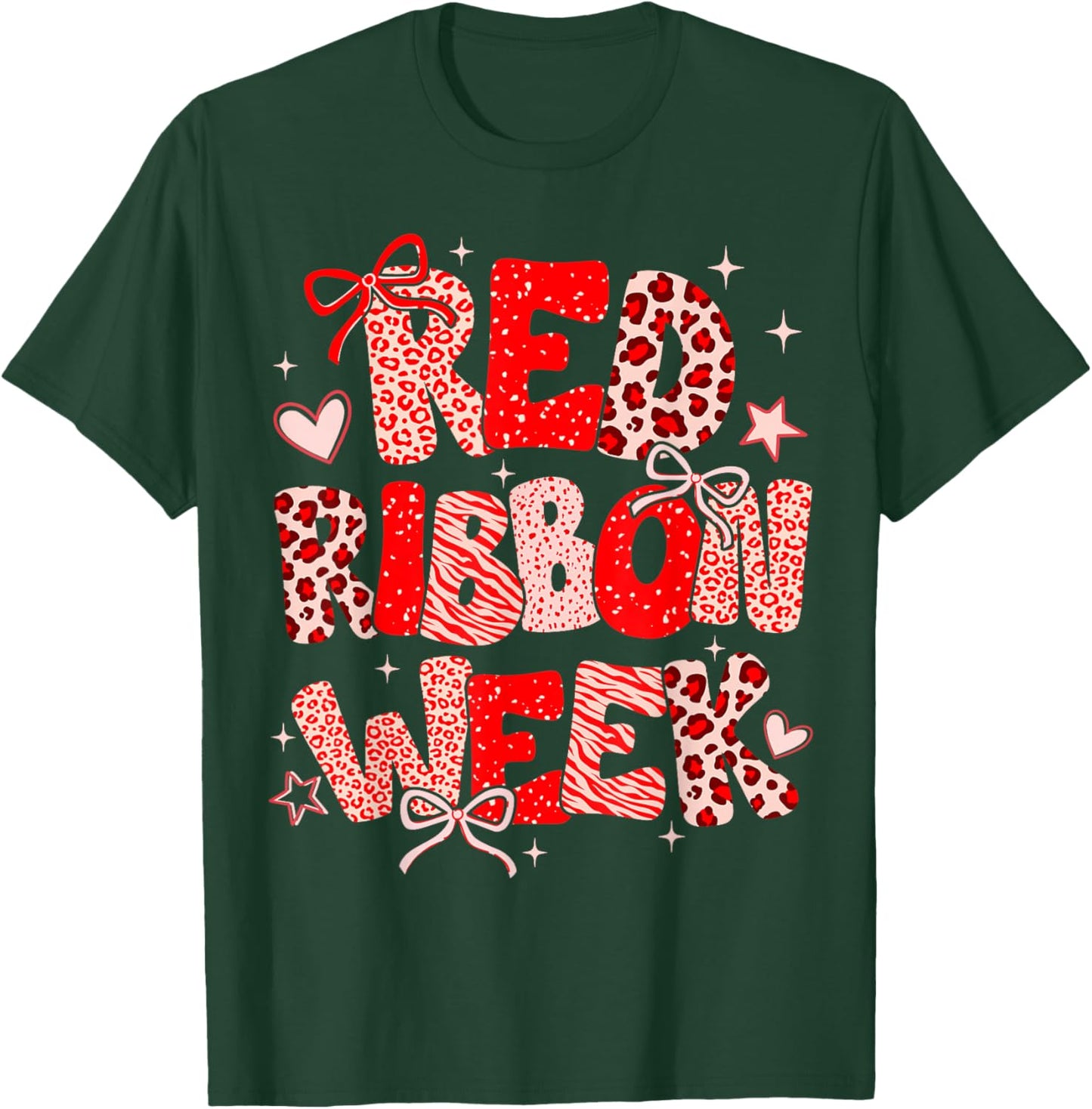 Red Ribbon Week Awareness Coquette Drug Free Anti-Drug T-Shirt - T-Shirt | Forest