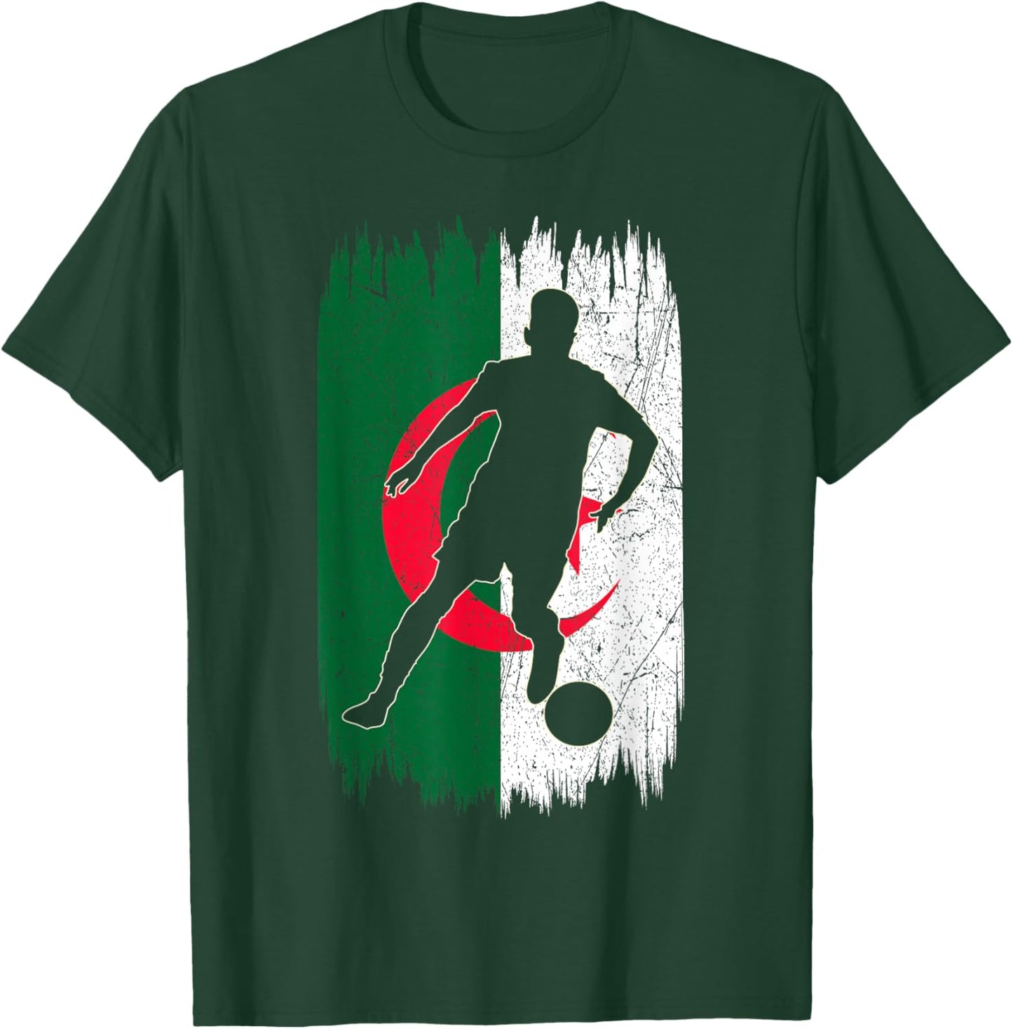 Algerian Flag Silhouette Algeria Pride Sports Lover T-Shirt - T-Shirt | Forest
