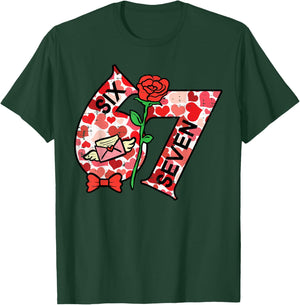 6 7 Valentines Day 67 Meme Six Seven Teacher Men Women Kids T-Shirt - T-Shirt | Forest