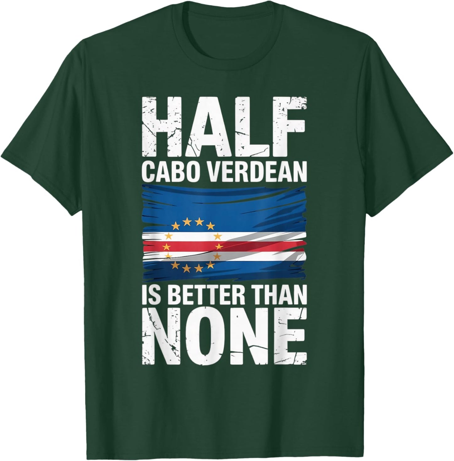 Cabo Verde Flag Pride Verdian Half Cape Verde T-Shirt - T-Shirt | Forest