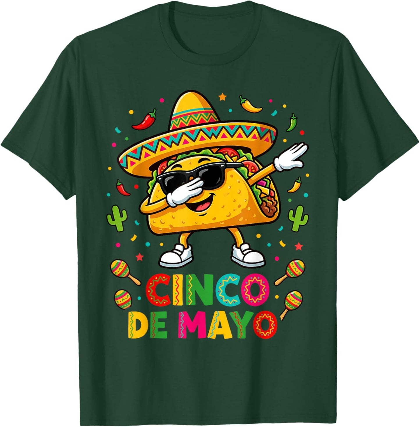 Boys Men Funny Taco Dab Cinco de Mayo Let's Taco Bout It T-Shirt - T-Shirt | Forest