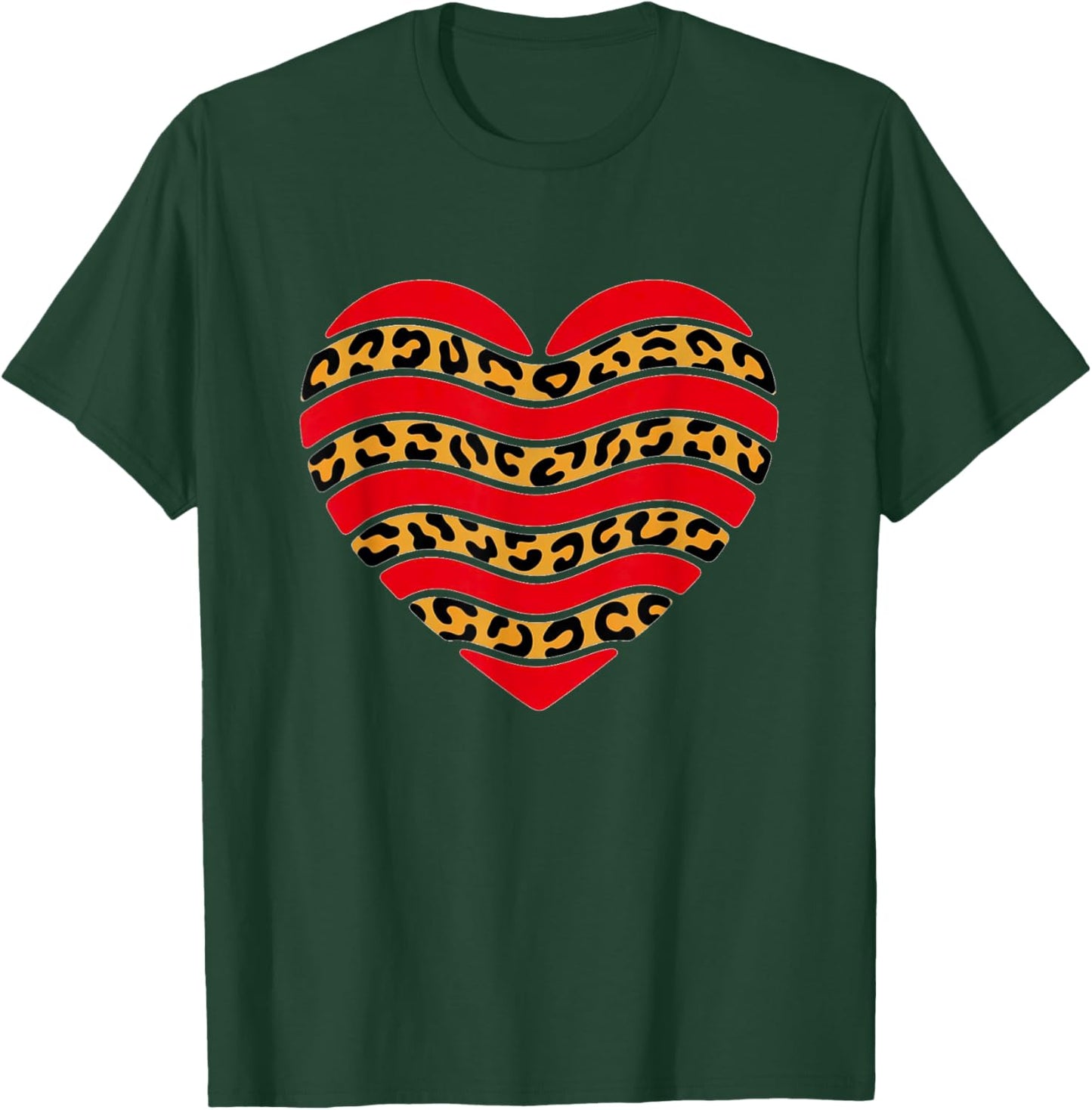 Red Leopard Stripe Heart – Bold Valentine Love Design T-Shirt - T-Shirt | Forest