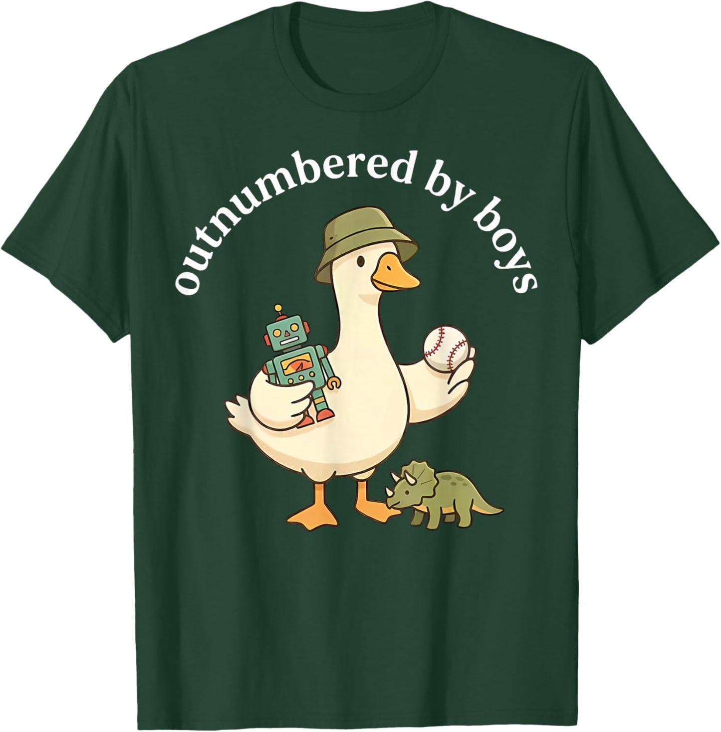 Outnumbered By Boys Funny Mom Goose Family Life T-Shirt - T-Shirt | Forest