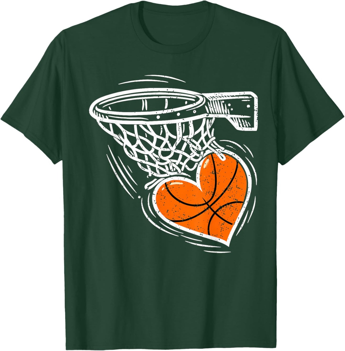 Valentines Day Basketball Heart Men Women Girls Kids T-Shirt - T-Shirt | Forest