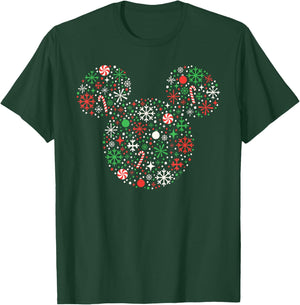 Disney Mickey Mouse Christmas Holiday Festive Filled Icon T-Shirt - T-Shirt | Forest