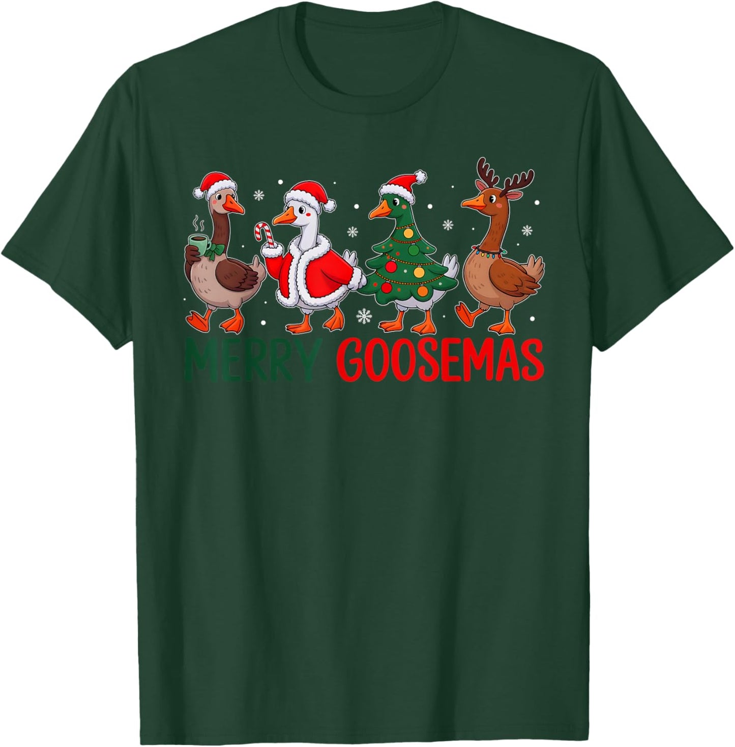 Merry Goosemas Christmas Goose Funny Xmas Family Men Women T-Shirt - T-Shirt | Forest
