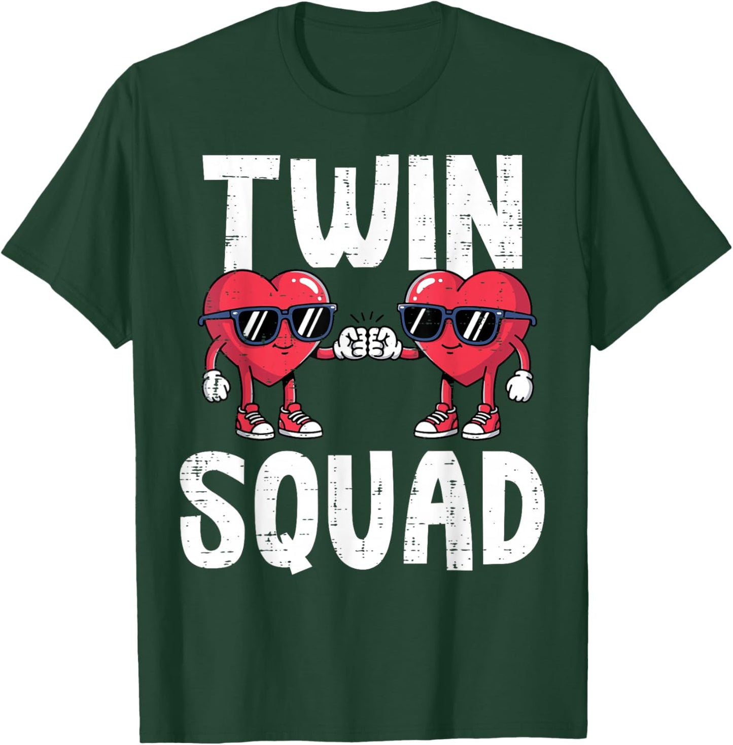 Valentines Day Hearts Twin Squad Fist Bump Men Women Kids T-Shirt - T-Shirt | Forest