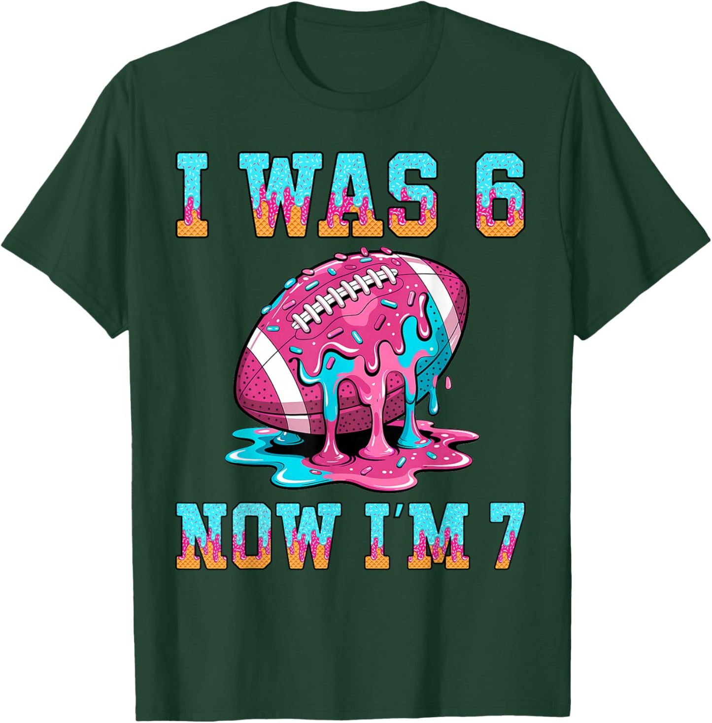 I was 6 Now I'm 7 Football Boys 7th Birthday Theme Kids T-Shirt - T-Shirt | Forest