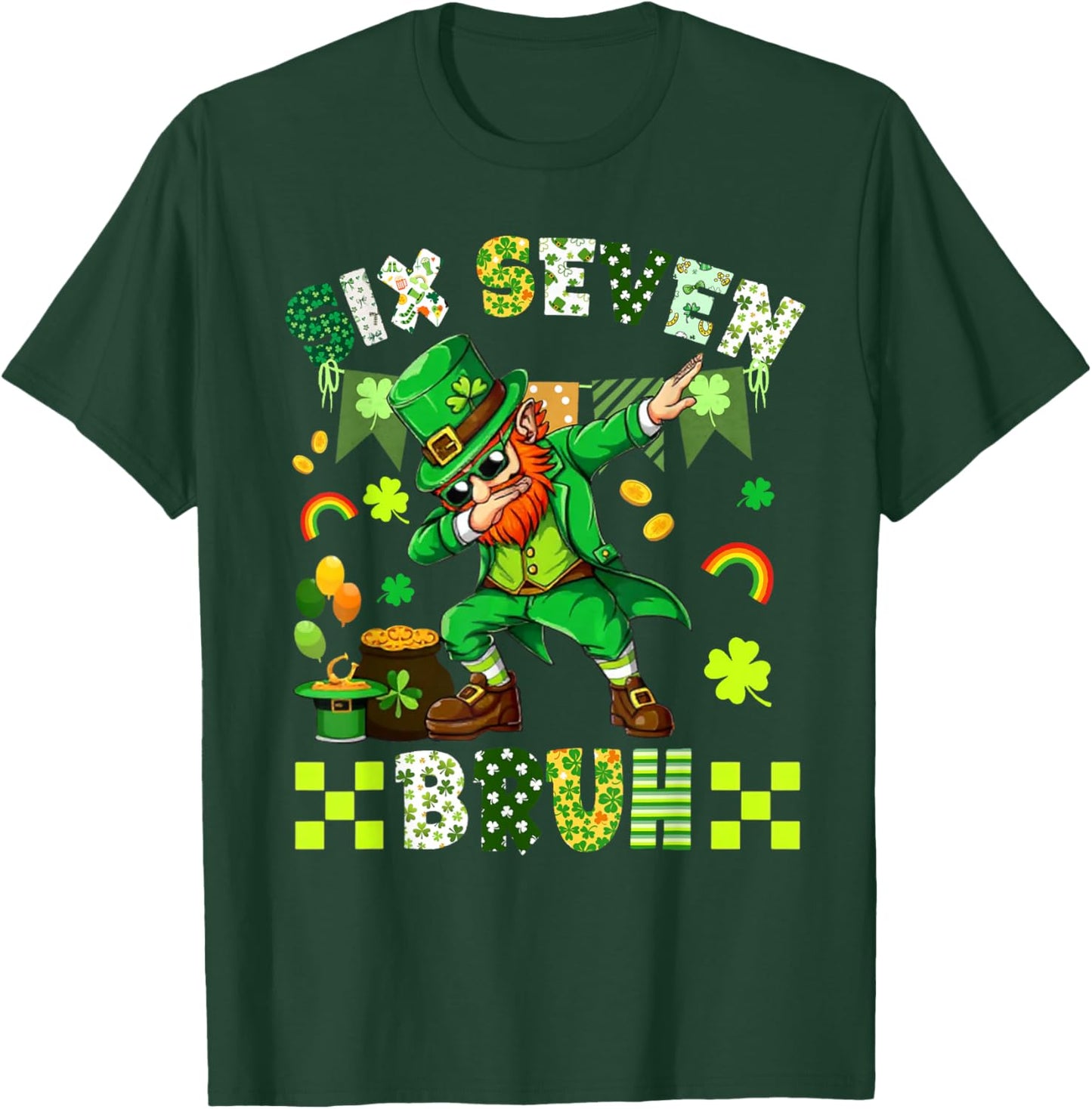 67 Meme 6 7 St Patricks Dabbing Six Seven Bruh 67 Leprechaun T-Shirt - T-Shirt | Forest