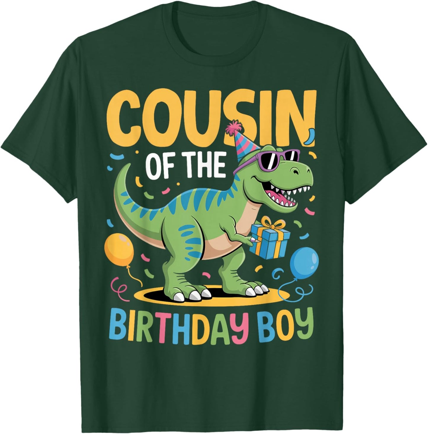 Cousin of The Birthday Party Outfit Dinosaur Squad Cousin T-Shirt - T-Shirt | Forest