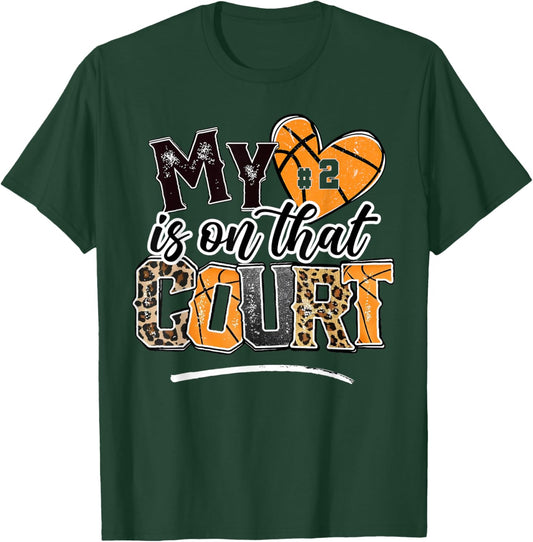 Jersey Number 2 My Heart is On That Court Basketball Player T-Shirt - T-Shirt | Forest