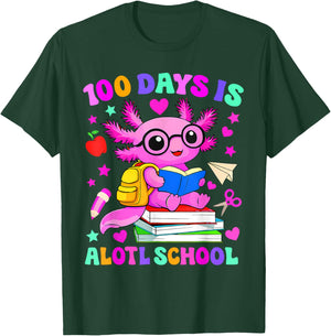 100 Days is Alotl School Axolotl 100th Day of School Girls T-Shirt - T-Shirt | Forest