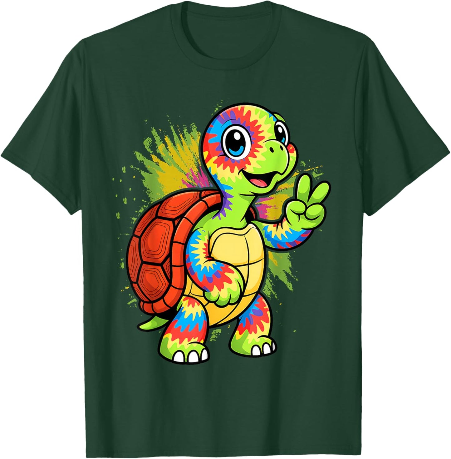Tie-Dye Turtle Peace Sign Hippie T-Shirt - T-Shirt | Forest