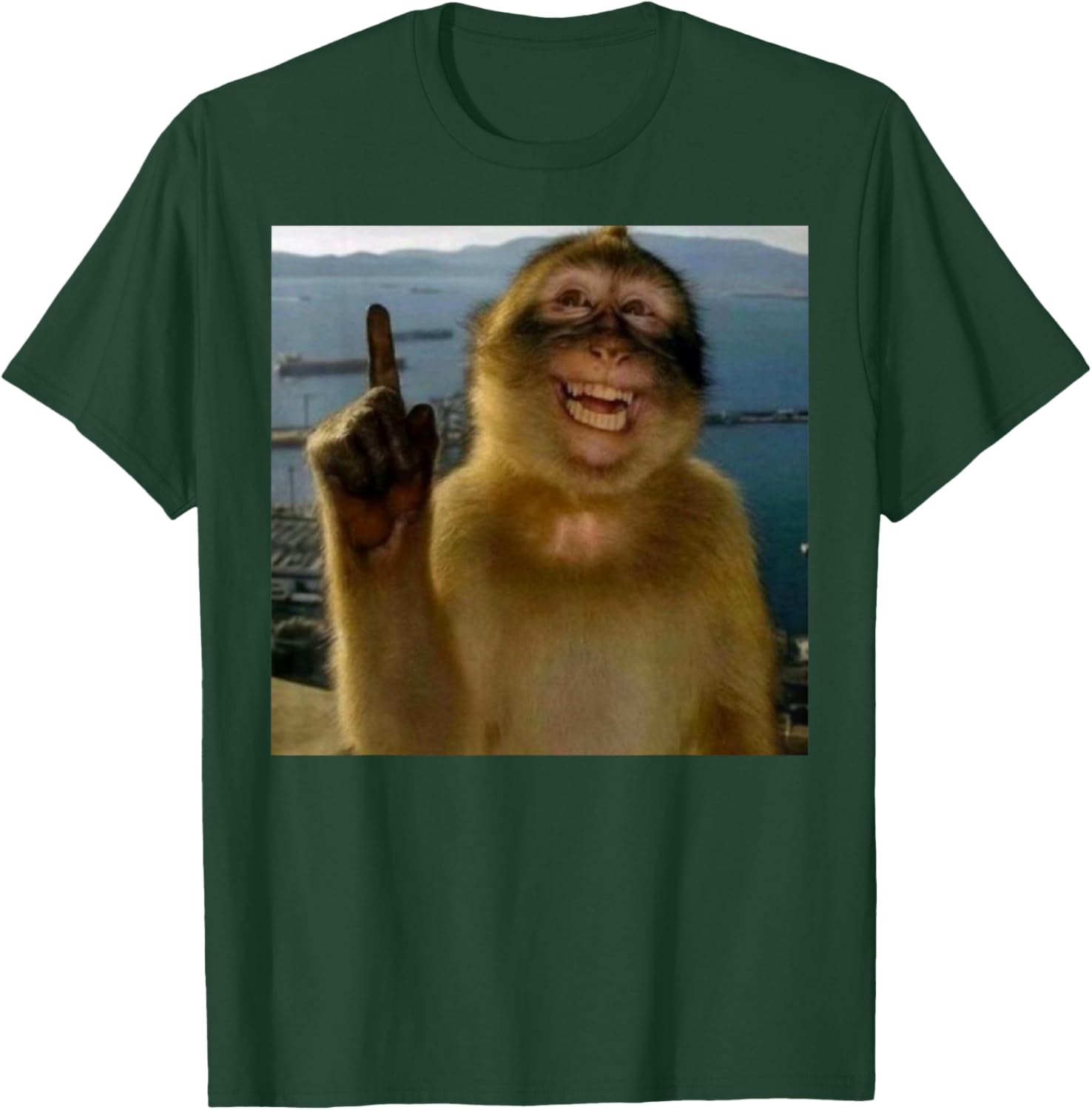 Funny Smiling Monkey Meme Curious Ape Brainrot Gift T-Shirt - T-Shirt | Forest