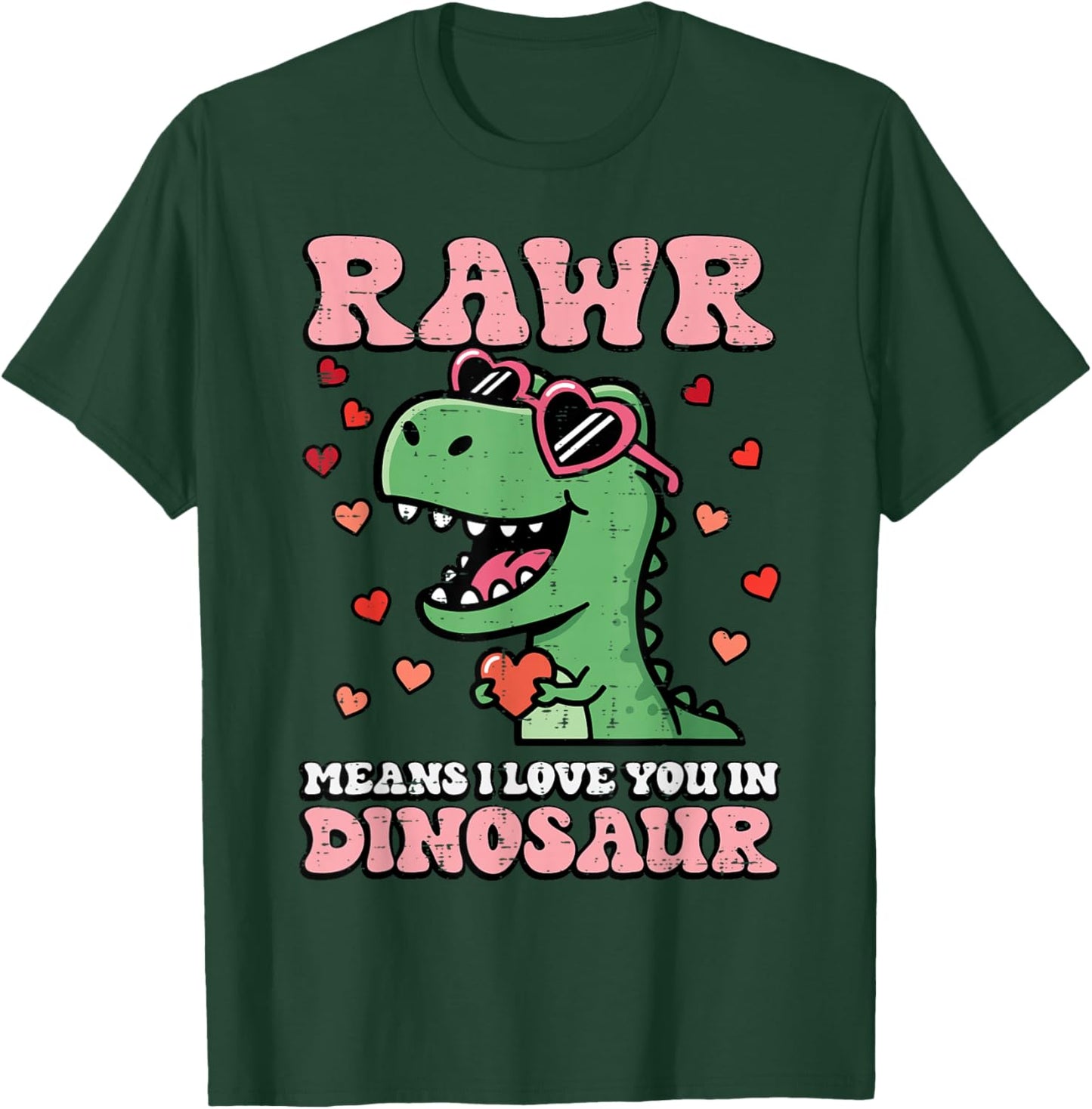 Rawr Means I Love You Dinosaur Valentines Day Trex Boys Kids T-Shirt - T-Shirt | Forest