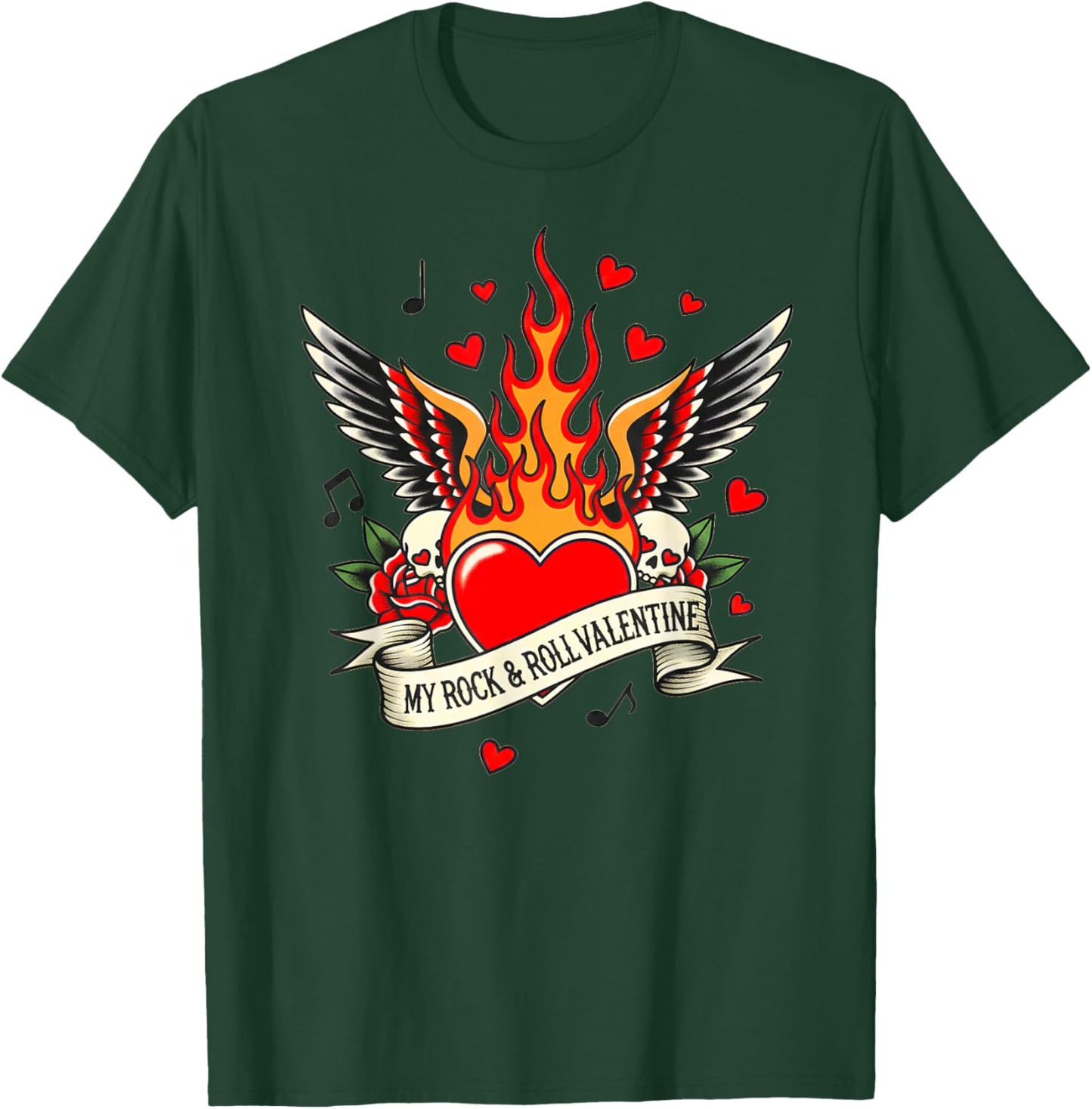 Valentine’s My Rock and Roll Valentine Love Heart Music Art T-Shirt - T-Shirt | Forest